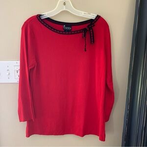 JM Collection 3/4 Sleeve Red Top Size XL